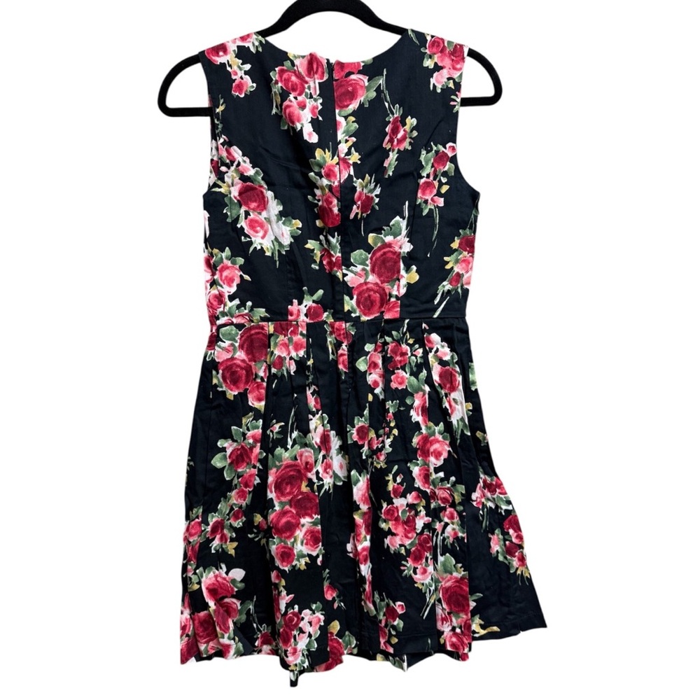 Monteau Black and Pink Sleeveless Floral Rose Dress Women’s Sz M Midi - Picture 3 of 4